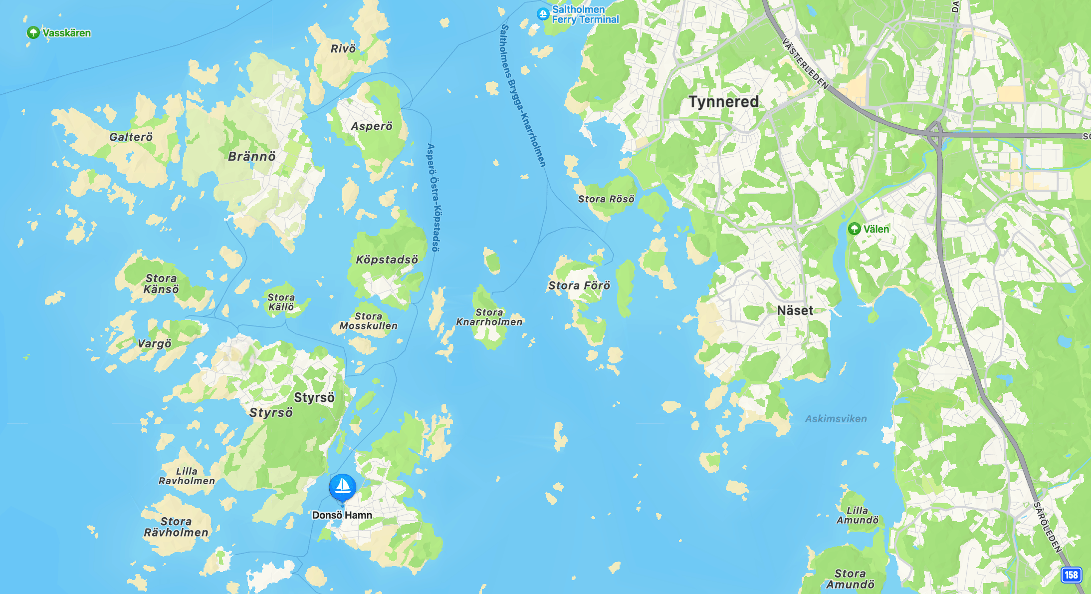 map showing location of Donsö Habour in relation to Gothenburg.